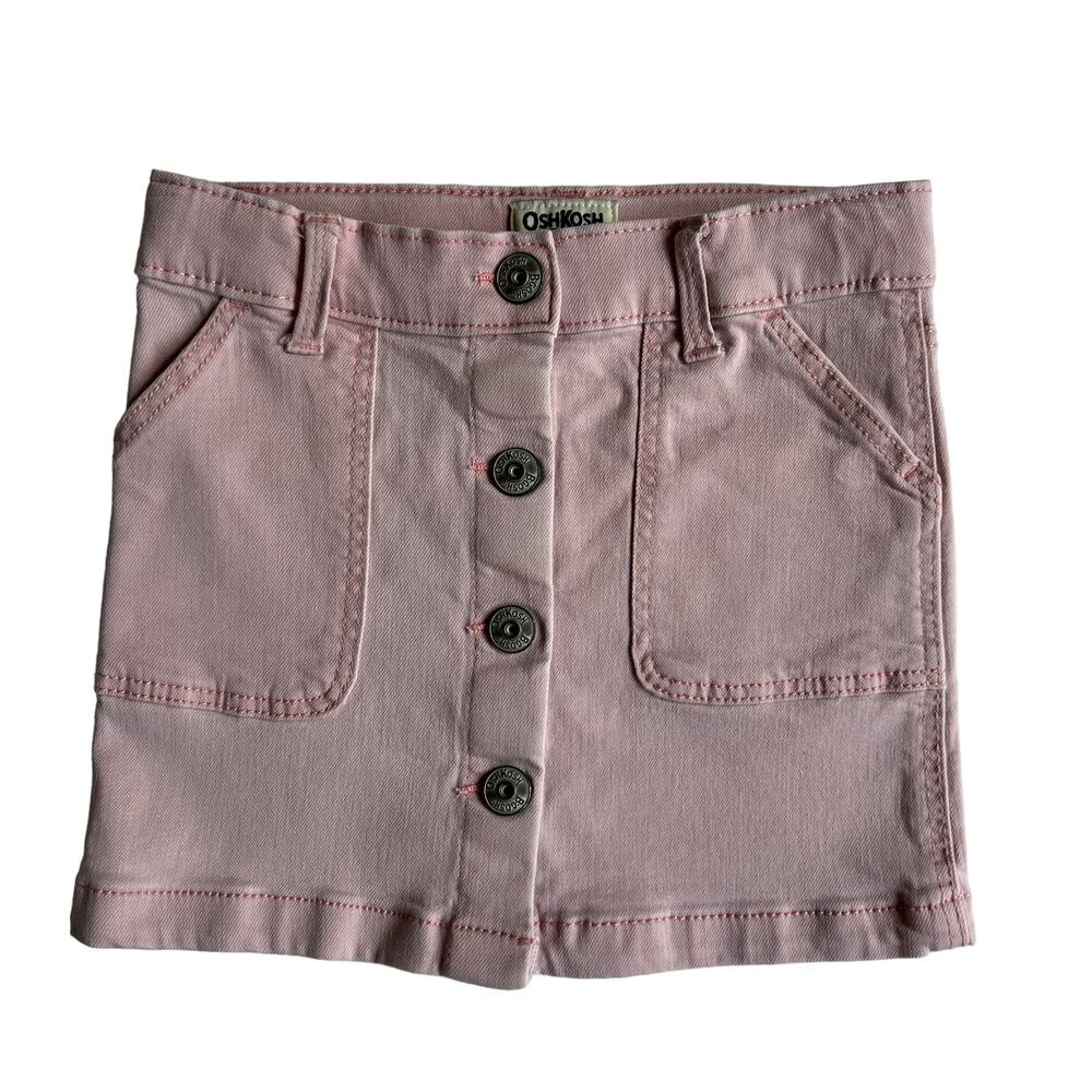 Osh Kosh B’gosh Snap Front Skirt Stretch Denim Light Pink Size 4‎ EUC